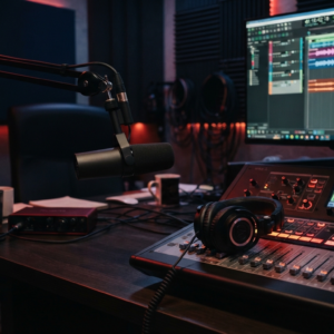 audio digital media. professional sound recording and podcast production