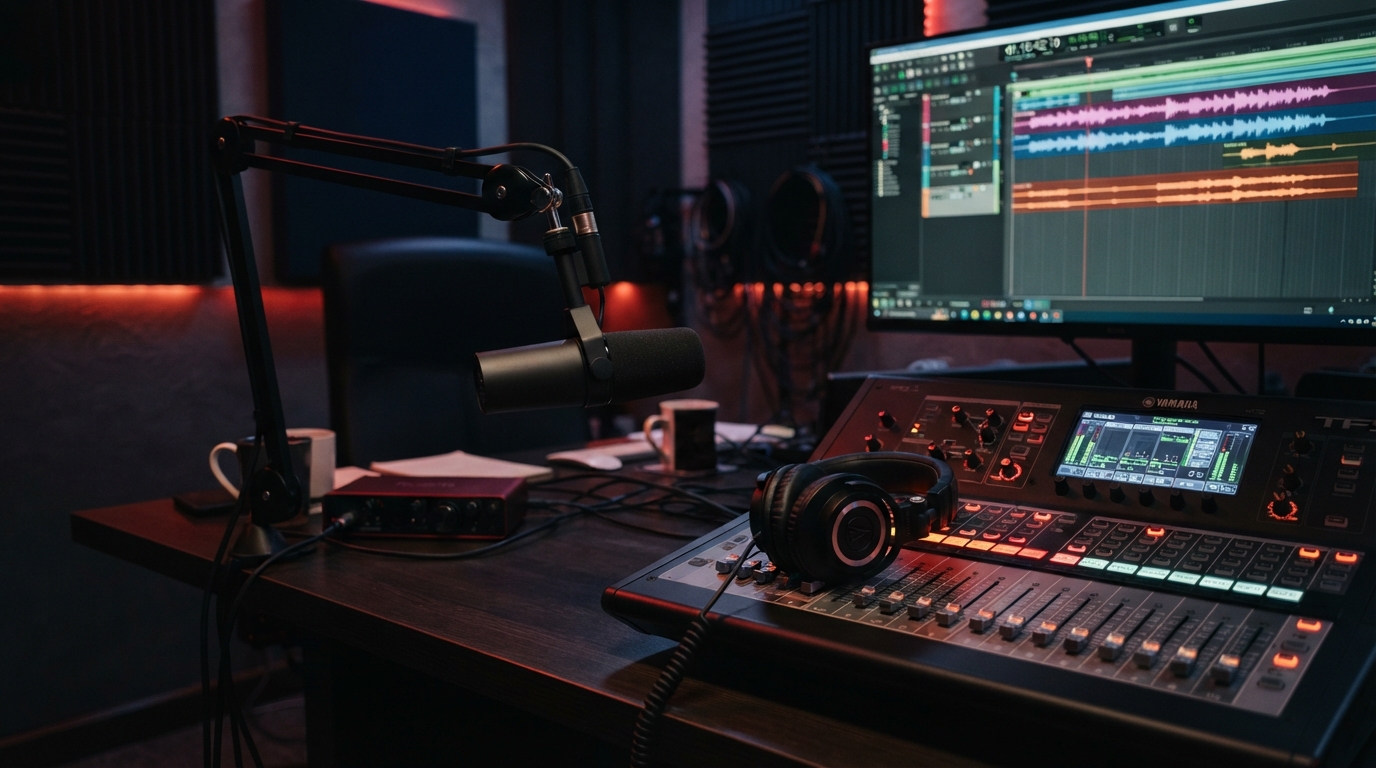 audio digital media. professional sound recording and podcast production